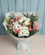 Букет цветов из:  Розы, Лизиантусы и Хризантемы в Бурибай