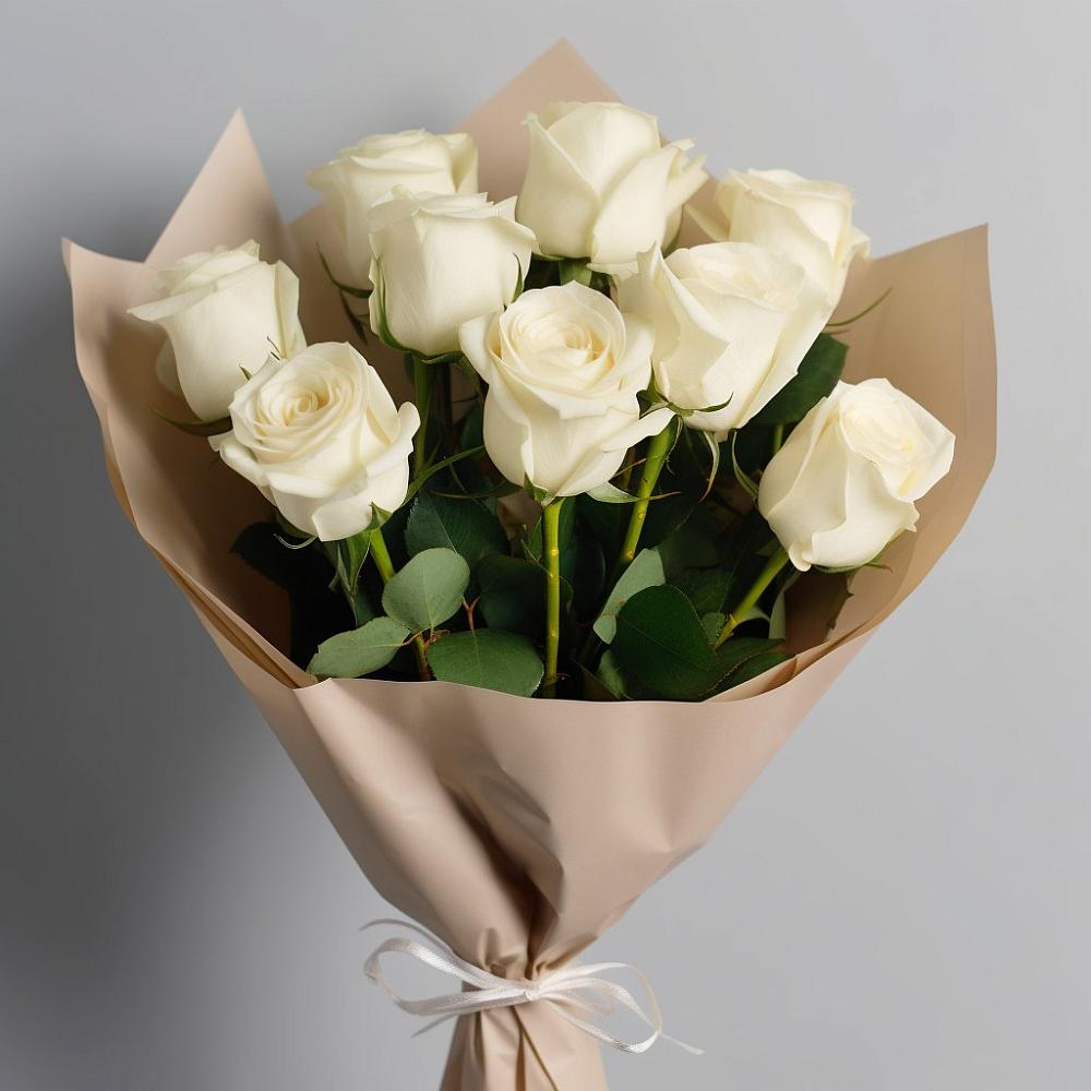 Букет 9 Белых роз Эдлесс Лав в Бурибай