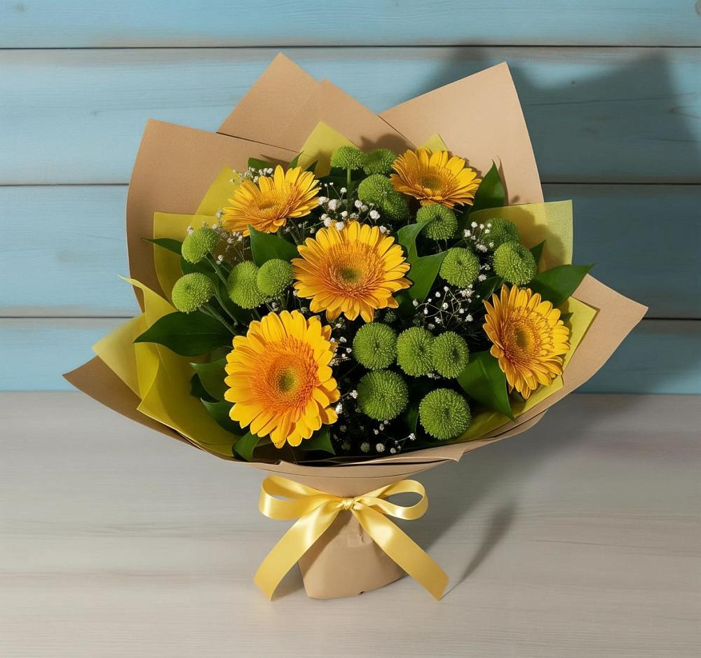 Букет цветов из: Герберы и Хризантемы в Бурибай
