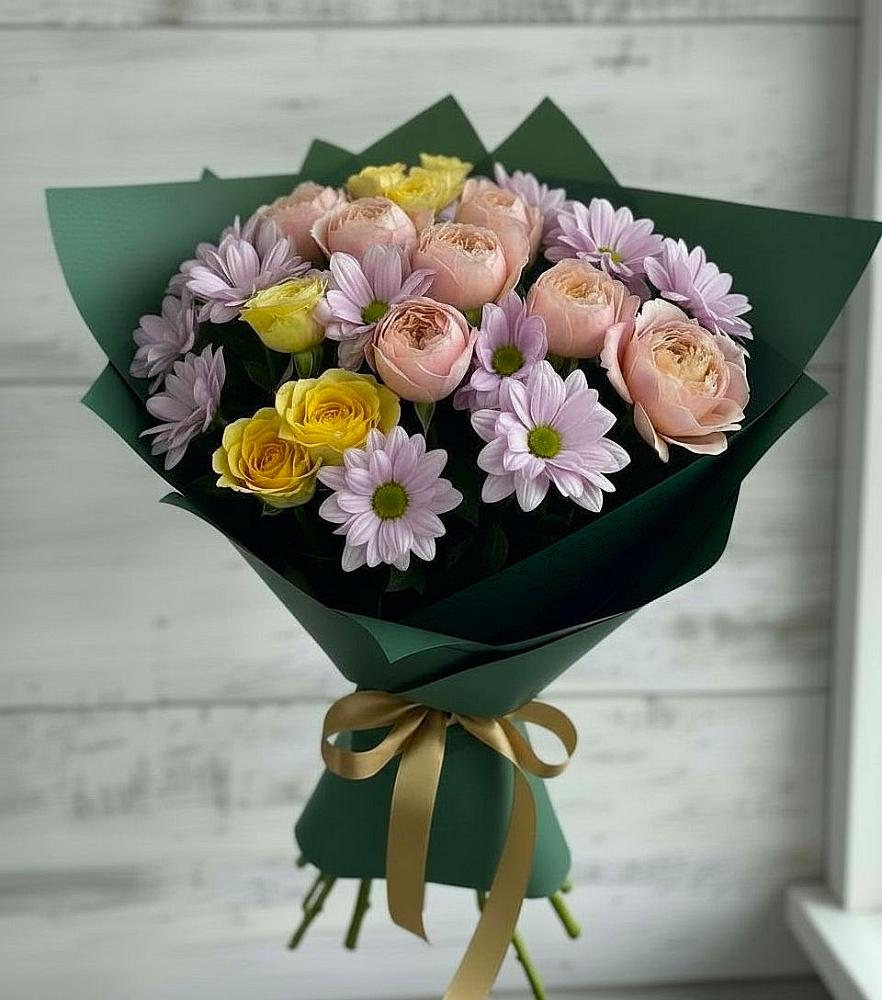 Букет цветов из: Хризантемы и Розы в Бурибай