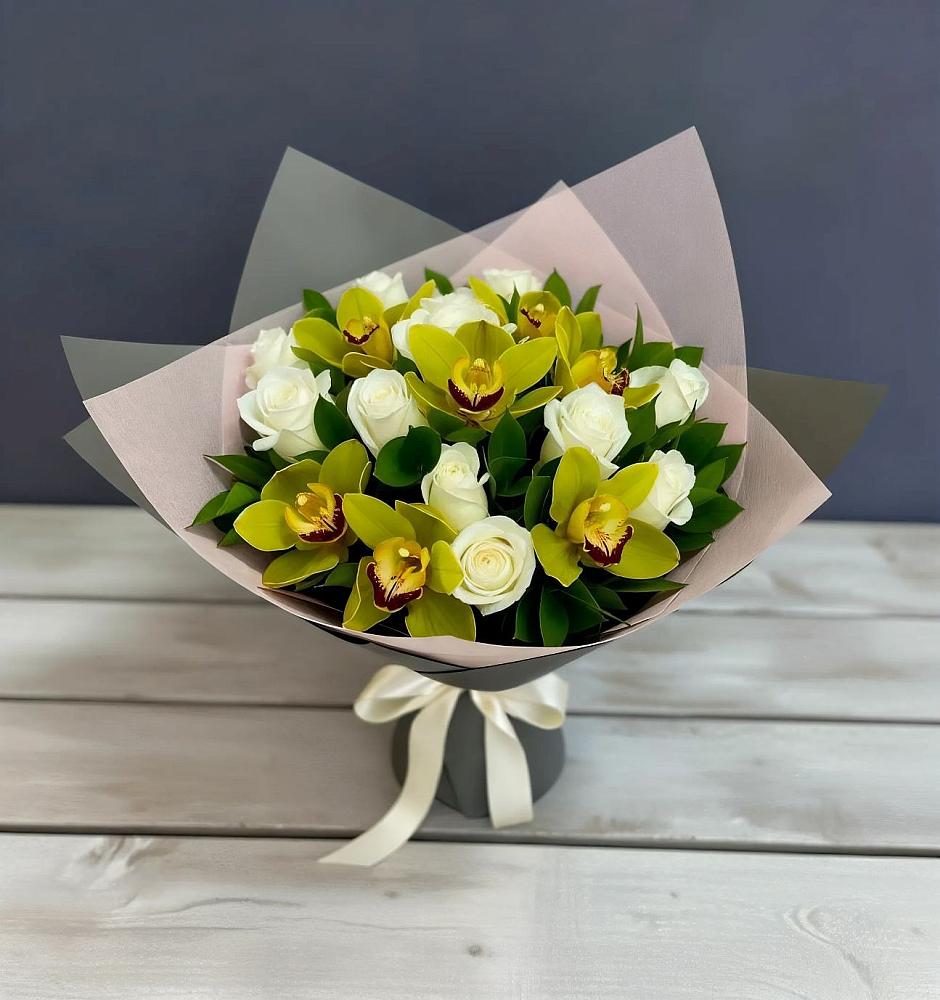 Букет цветов из: Орхидеи и Розы в Бурибай