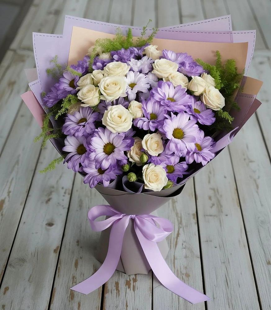 Букет цветов из: Хризантемы и Розы в Бурибай